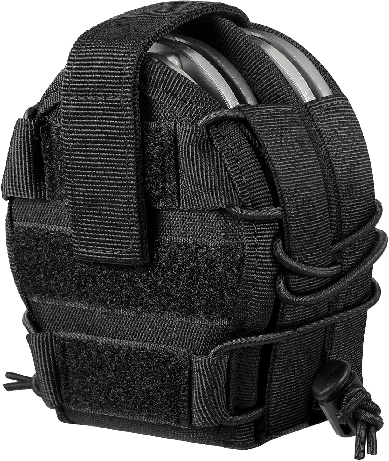 Oval Double Handcuff Holster Pouch, Open Top Handcuff Case, Law Enforcement Cuff Holder for Duty Belt/MOLLE Tactical Vest