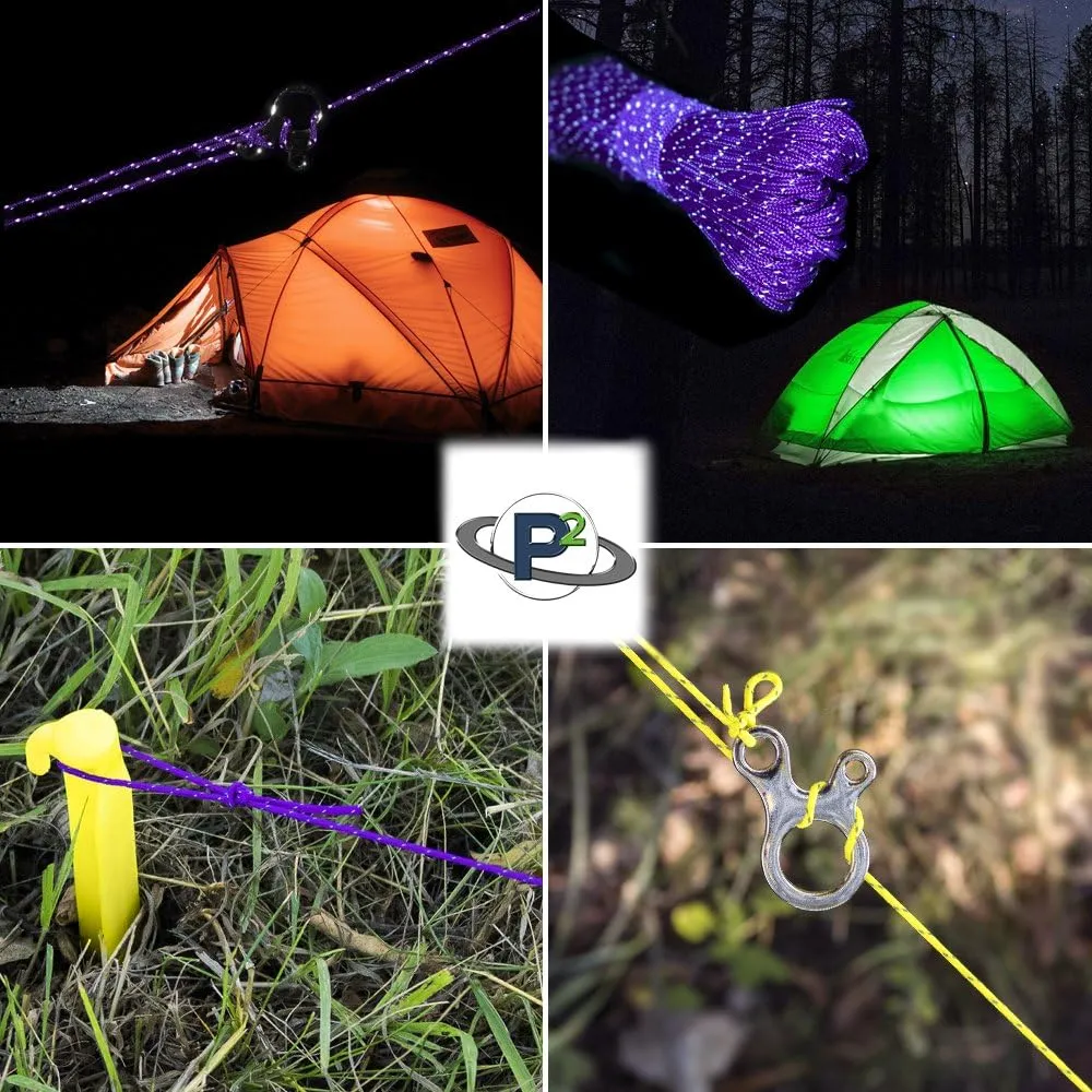 Paracord Planet 1.8mm Fluorescent Reflective Guyline Tent Rope Cord Camping Paracord