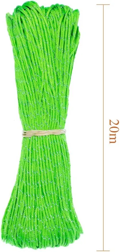 Paracord Planet 1.8mm Fluorescent Reflective Guyline Tent Rope Cord Camping Paracord