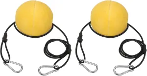 PATIKIL 4FT Float Rope Tow Line, 2 Set Heavy Duty Buoy Ball Float Leash with Stainless Steel Hook Drift Rope Marker Buoy Float Rope for Fishing Drift Jet-Ski Kayak Boat Accessories, Black