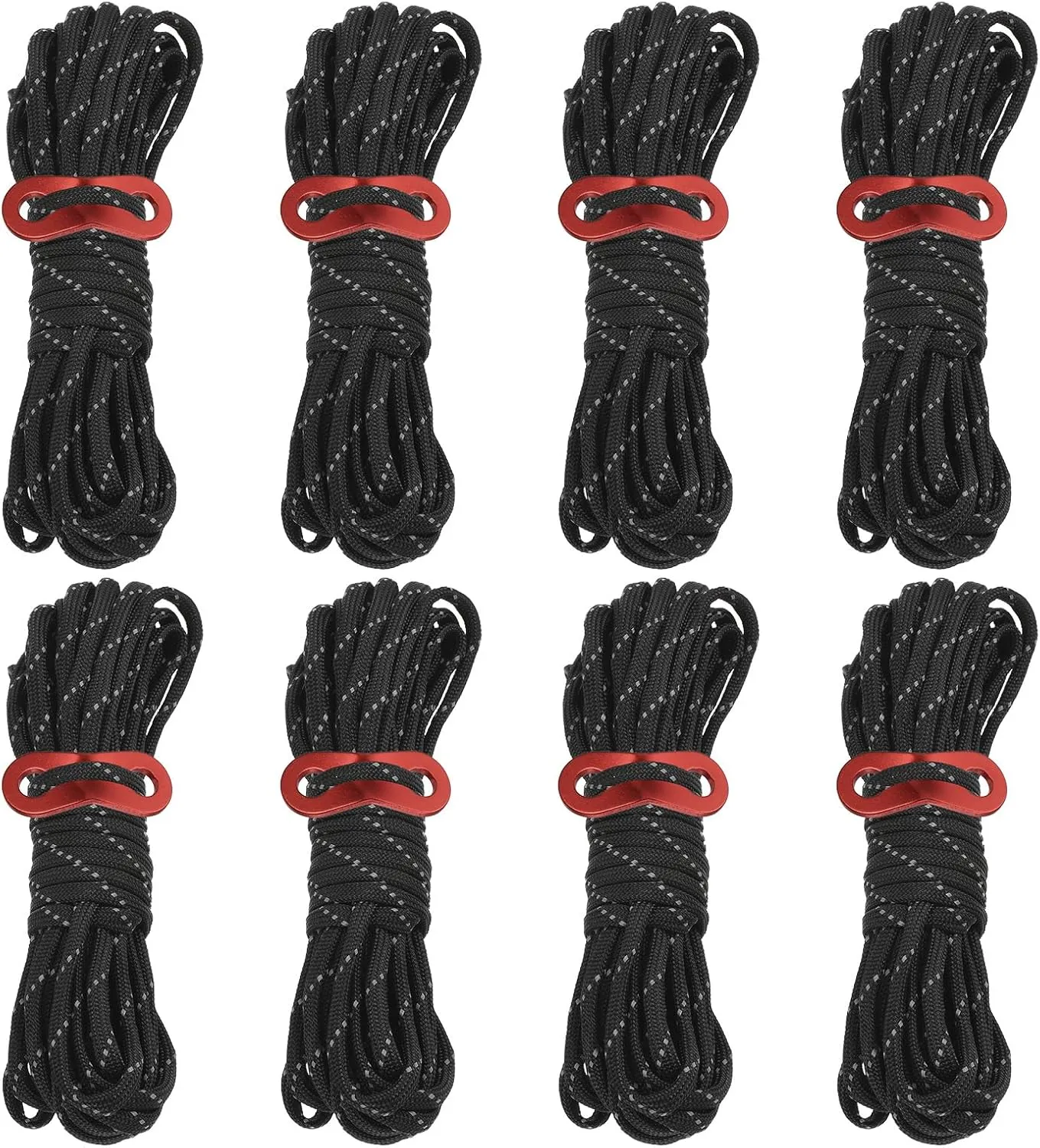 PATIKIL 4mm 13ft Tent Rope, 8 Pack Reflective Guy Lines with Aluminum Adjuster Tensioner Guyline Tent Cords for Outdoor Camping Hiking Backpacking Tent Tarp Canopy, Black