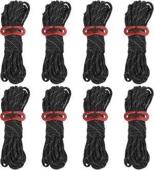 PATIKIL 4mm 13ft Tent Rope, 8 Pack Reflective Guy Lines with Aluminum Adjuster Tensioner Guyline Tent Cords for Outdoor Camping Hiking Backpacking Tent Tarp Canopy, Black