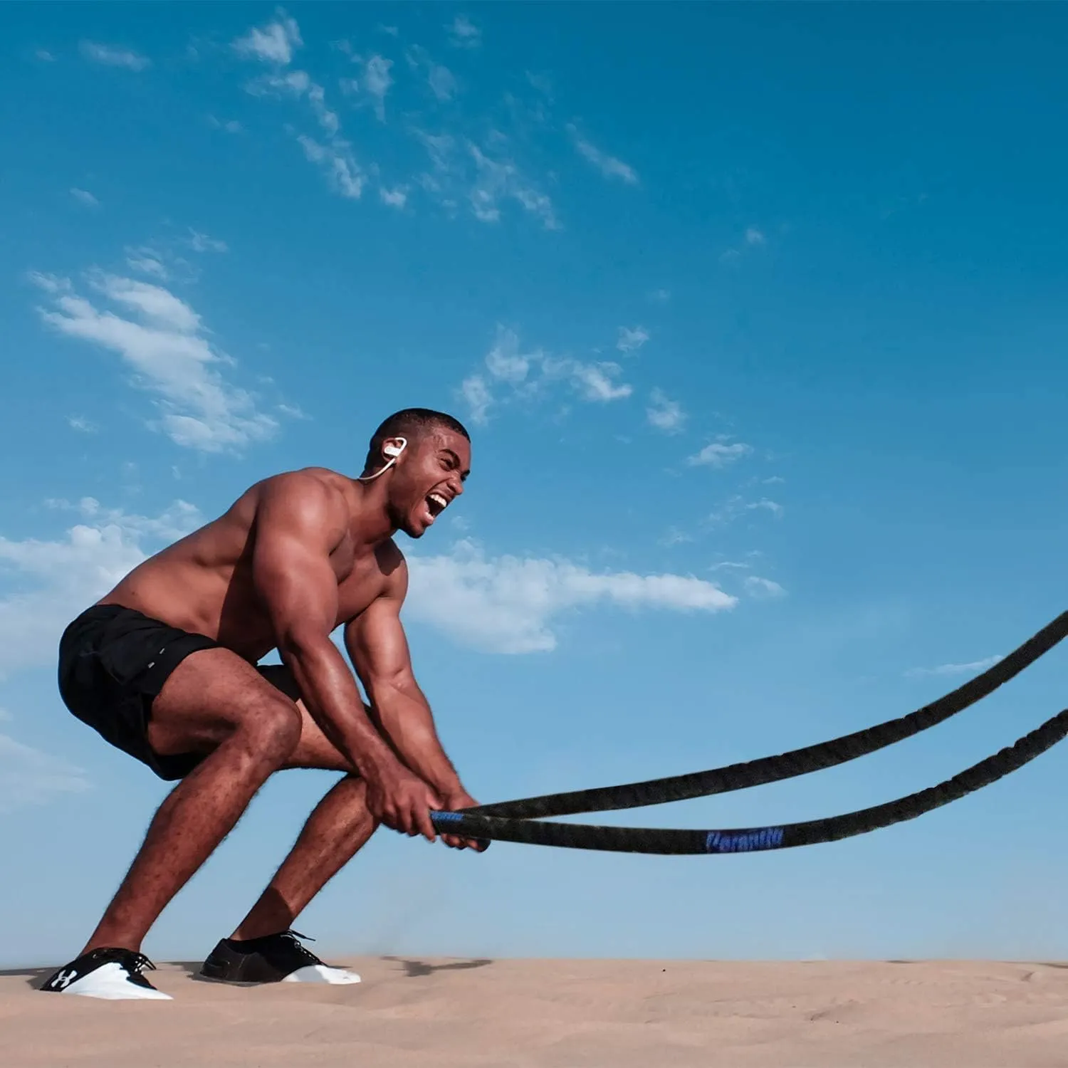 Perantlb Battle Rope With Wear-Resistant Nylon Protective Sleeve - Heavy Battle Rope for Strength Training, Home Fitness Exercise - Anchor Strap Kit Included