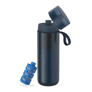 PHILIPS Filtered Water Bottle, GoZero Active BPA-Free Water Bottle with Fitness Tap Water Filter, Sport Squeeze Water Bottle, Lightweight, 24 oz with Fitness Filter, Blue