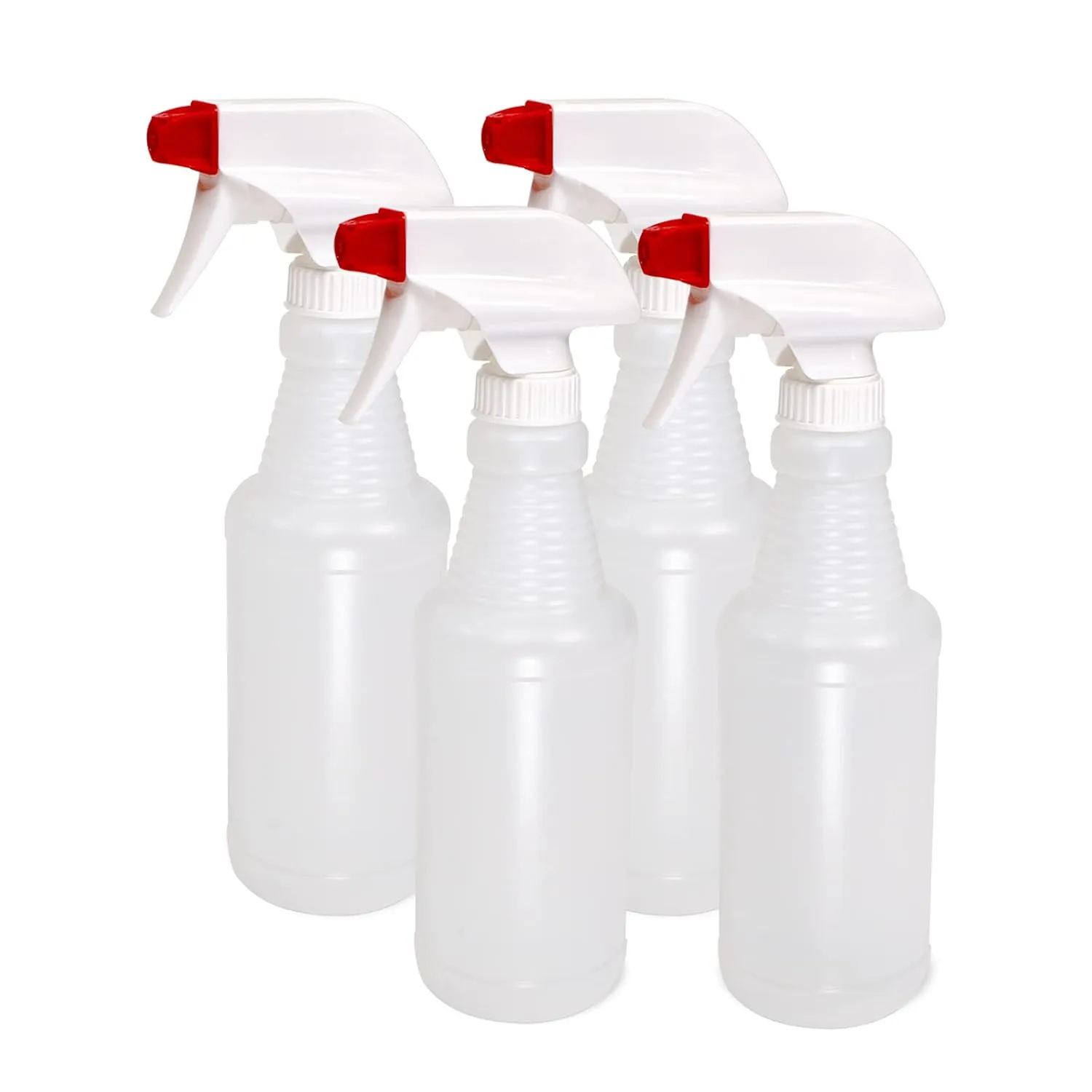 Pinnacle Mercantile Plastic Spray Bottles USA Made 4 Pack 16 Oz Heavy Duty No Leak Empty Refillable Spray Bottle Mist Stream for Cleaning Solutions, Plant, Hair, Bleach, Vinegar, Alcohol Safe