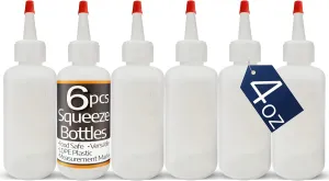 Plastic Squeeze Bottles with Red Tip Cap, 4 Oz Squirt Bottle For Ketchup, BBQ, Sauces, Syrup, Condiments, Oil, Pancake, Cookie Decorating, Dressings, Travel, Camping, Lab, Arts and Crafts (1)