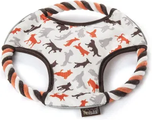 P.L.A.Y. Cute Outdoor Dog Toys - Flying Disc Ultra Durable Frisbee Rope Squeaker Toy, Great for Puppies & Small, Medium, Large Dogs - Floats in Water, 3M Reflective Strips, Beach Friendly (Vanilla)