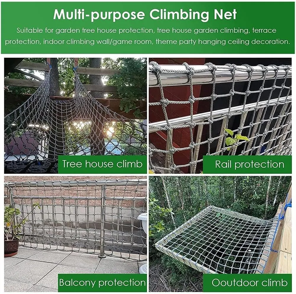 Playground Net Climbing Net Dia 6mm, Safety Nets Cargo Rope Heavy Duty Netting Treehouse Protection, Rope Ladder Swing Nylon Rope (Color : 8mm-10cm, Size : 2X3m/6.6X9.8ft)