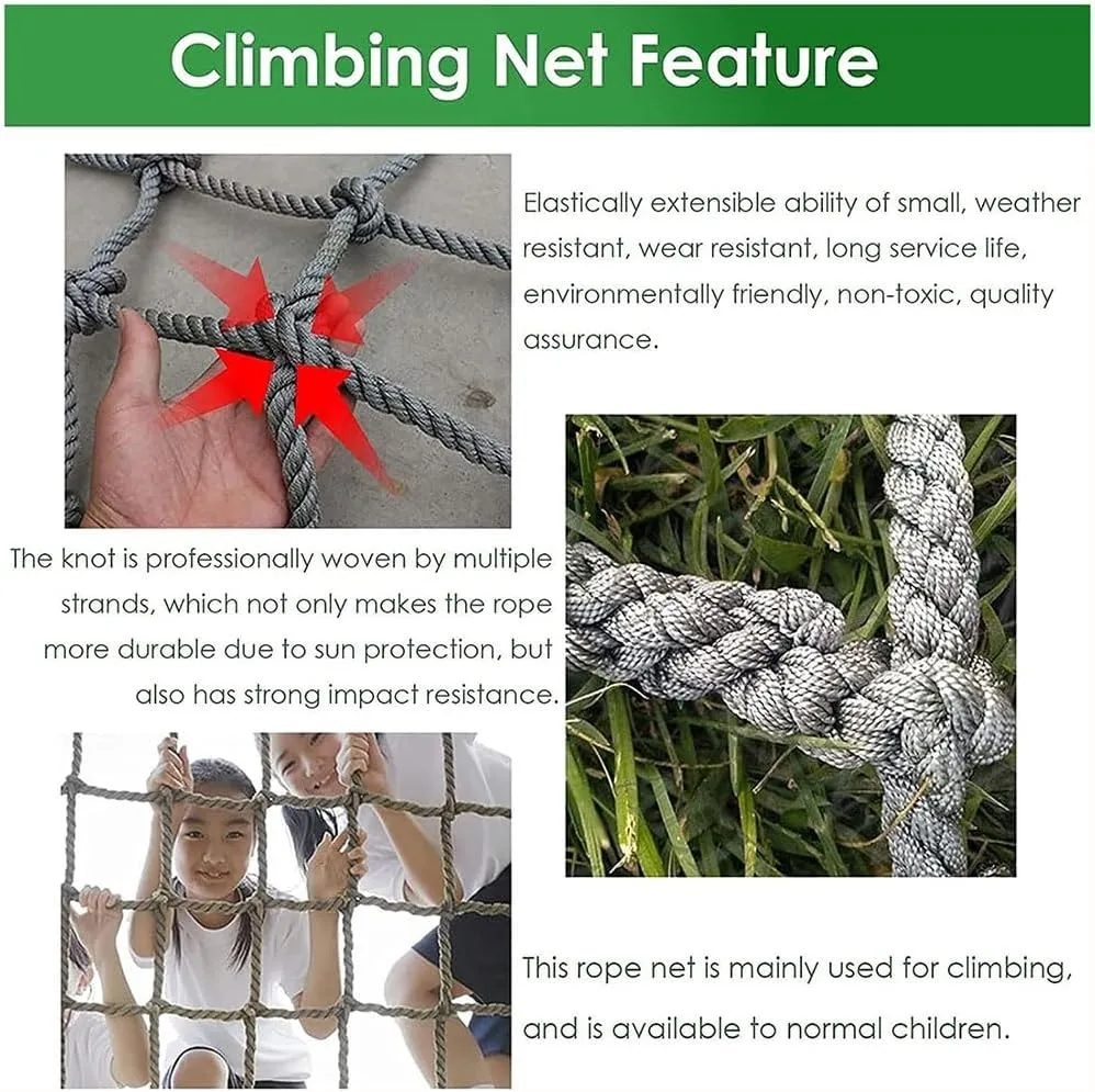 Playground Net Climbing Net Dia 6mm, Safety Nets Cargo Rope Heavy Duty Netting Treehouse Protection, Rope Ladder Swing Nylon Rope (Color : 8mm-10cm, Size : 2X3m/6.6X9.8ft)