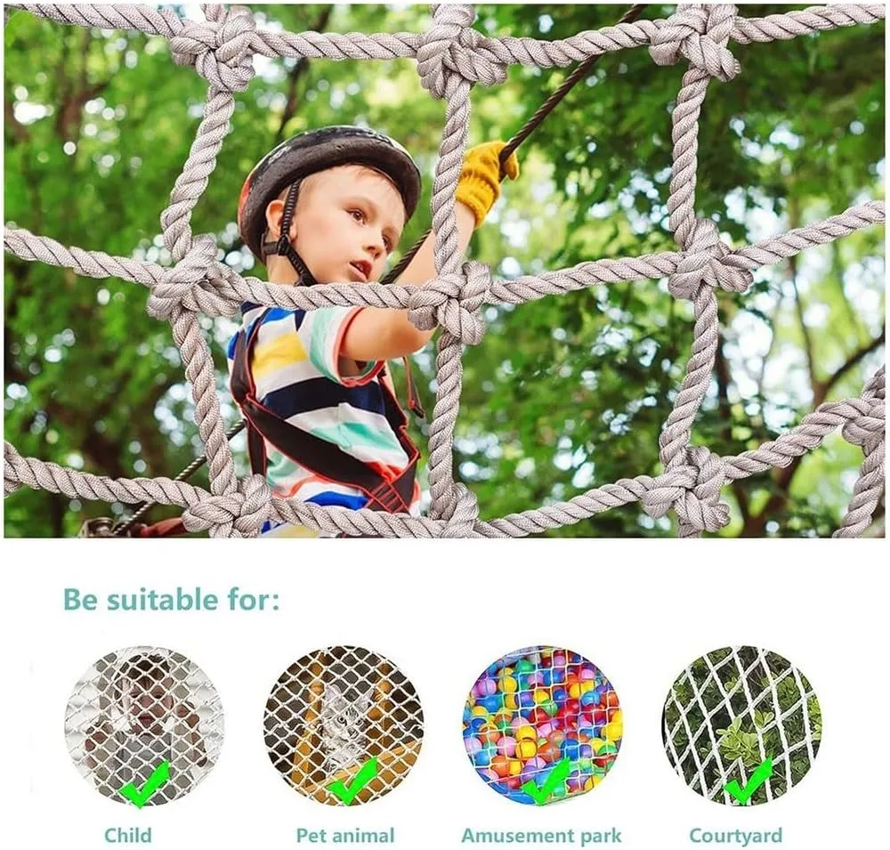 Playground Net Climbing Net Dia 6mm, Safety Nets Cargo Rope Heavy Duty Netting Treehouse Protection, Rope Ladder Swing Nylon Rope (Color : 8mm-10cm, Size : 2X3m/6.6X9.8ft)
