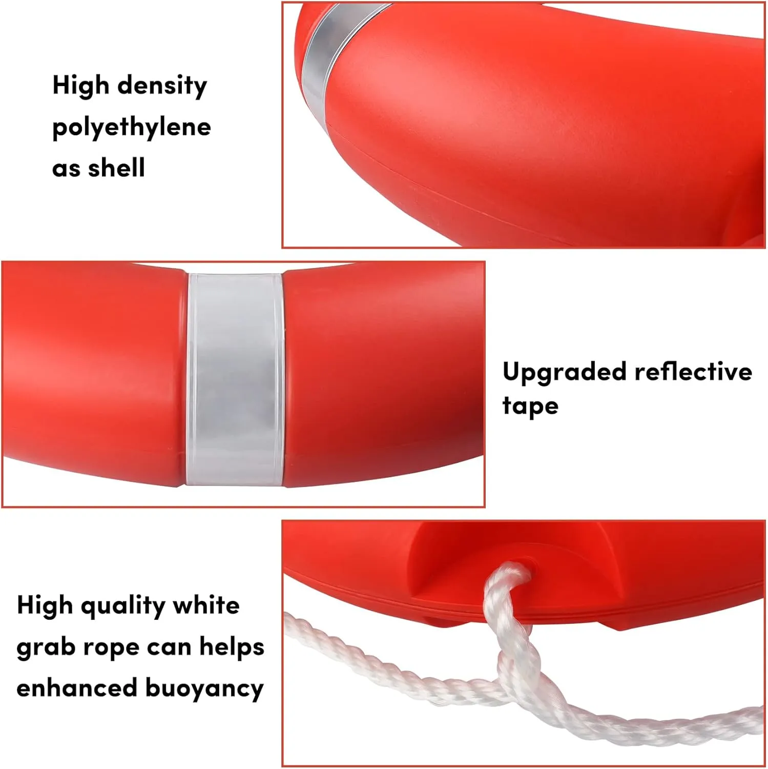 Pool Life Ring,23" and 28" Boat Safety Throw Rings with Water Floating Lifesaving Rope and Reflective Tape,Include Ring Buoy Bracket