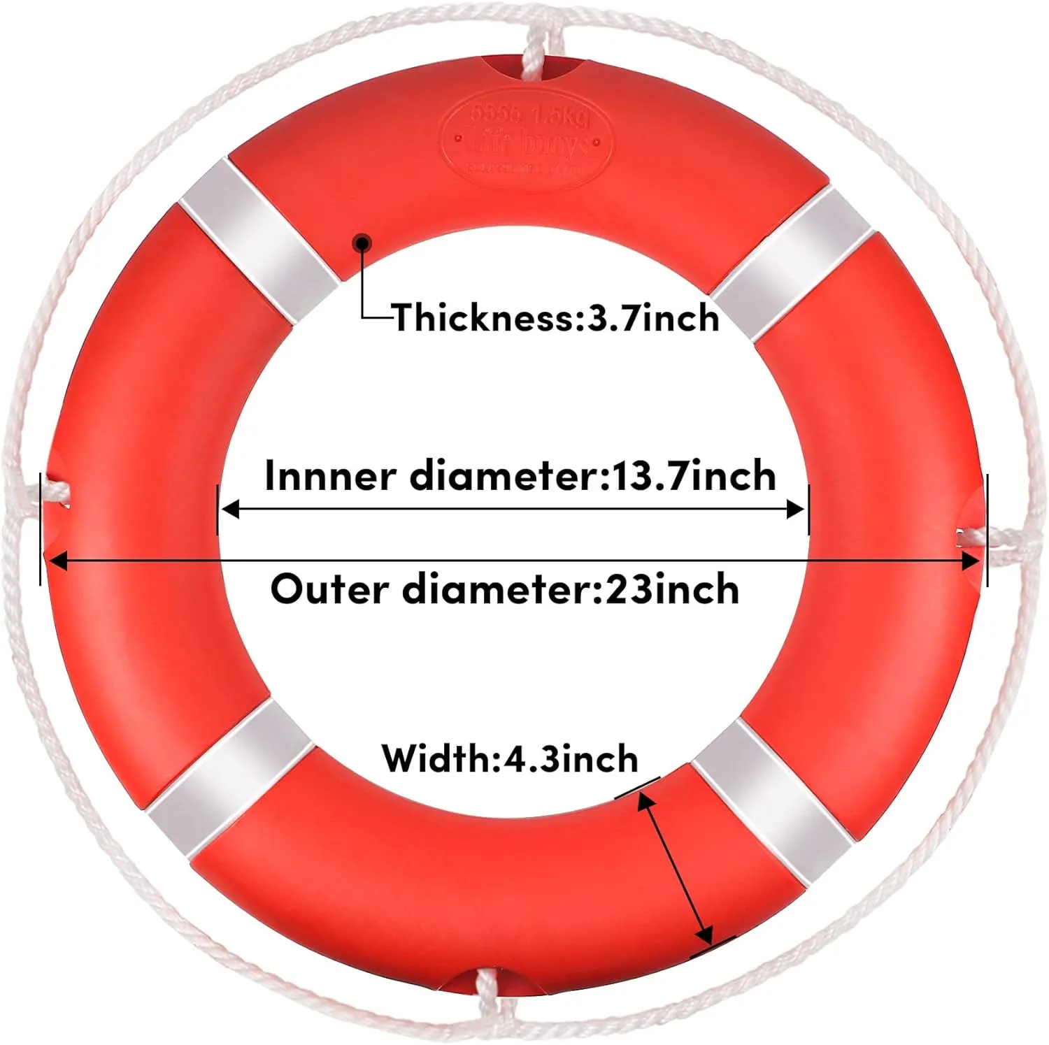 Pool Life Ring,23" and 28" Boat Safety Throw Rings with Water Floating Lifesaving Rope and Reflective Tape,Include Ring Buoy Bracket