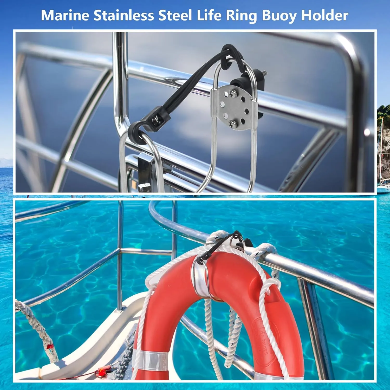 Pool Life Ring,23" and 28" Boat Safety Throw Rings with Water Floating Lifesaving Rope and Reflective Tape,Include Ring Buoy Bracket