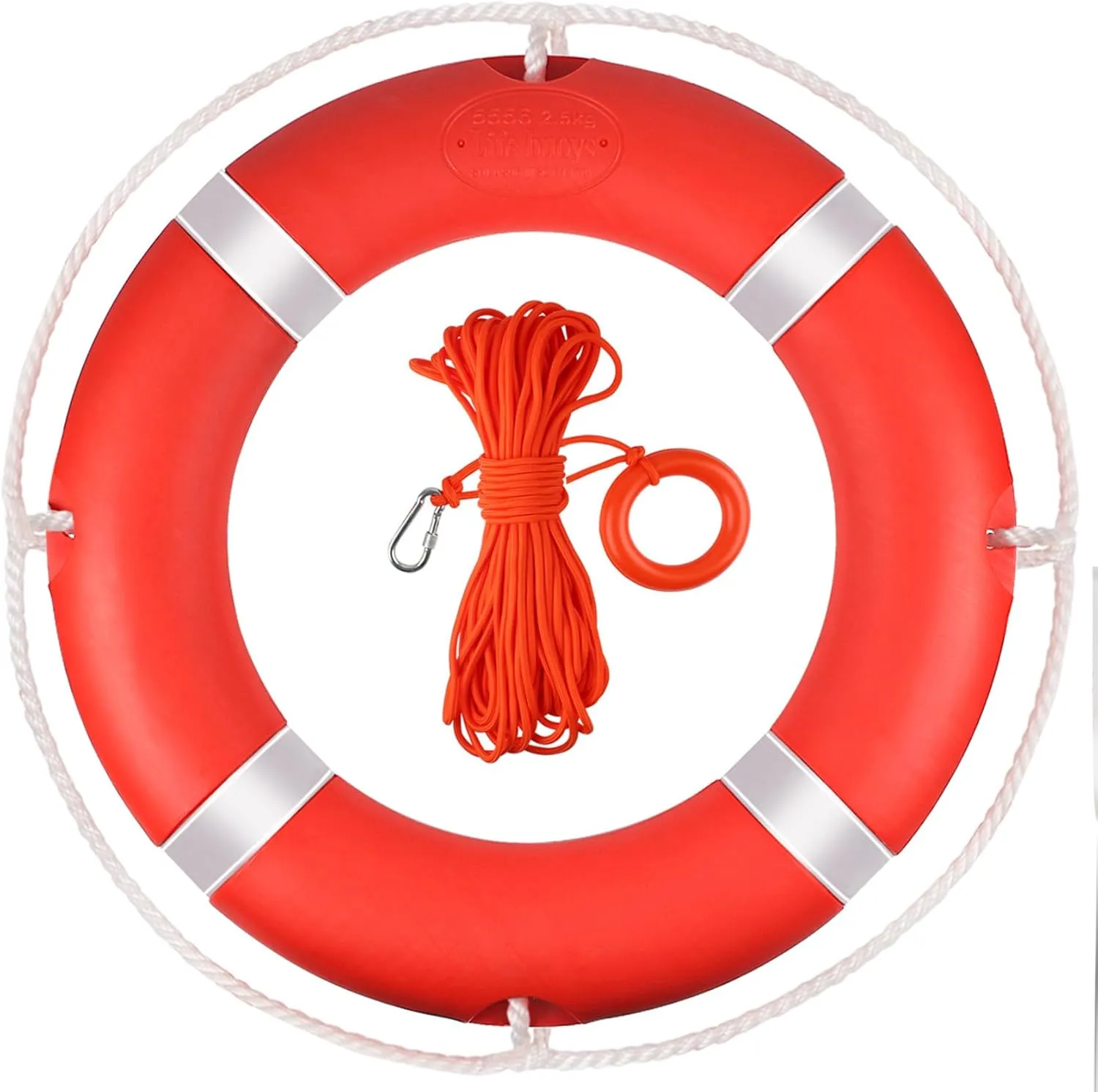 Pool Life Ring,23" and 28" Boat Safety Throw Rings with Water Floating Lifesaving Rope and Reflective Tape,Include Ring Buoy Bracket