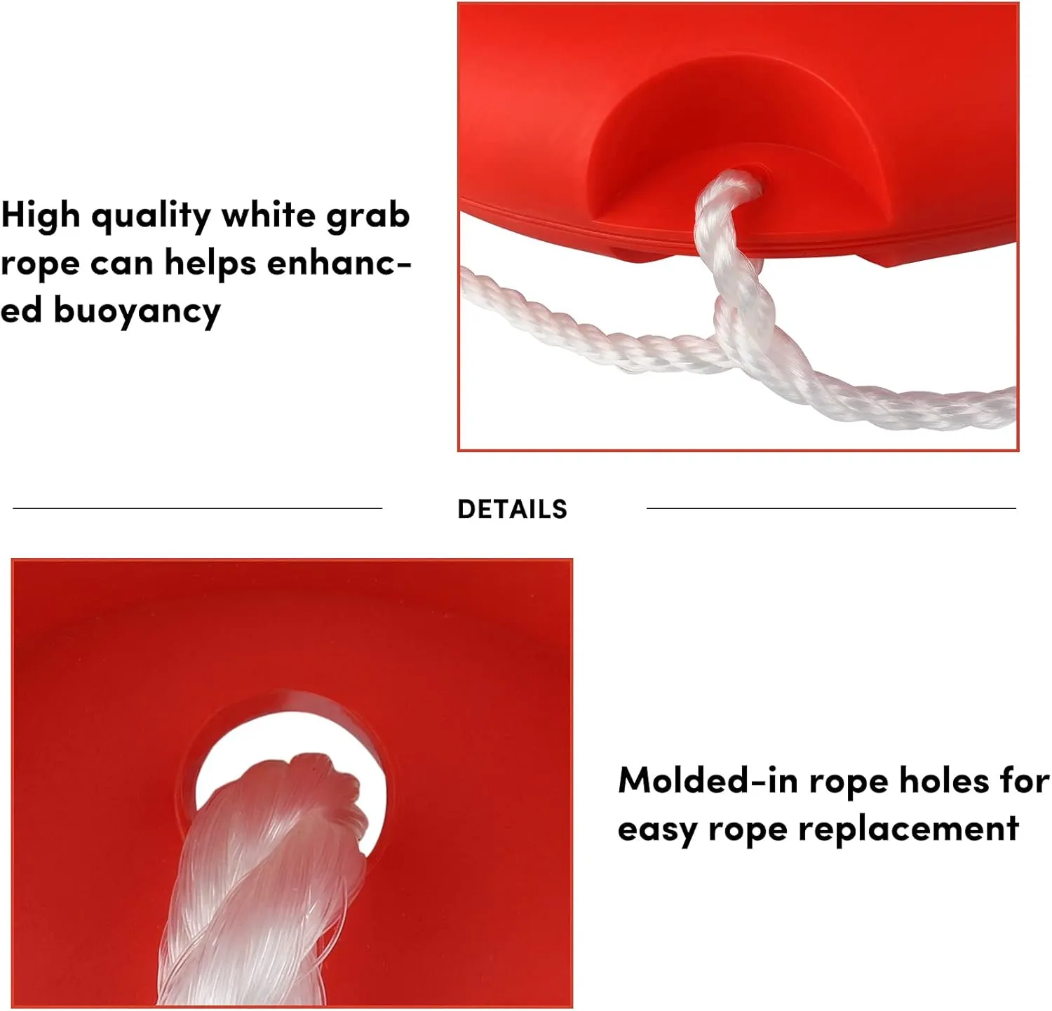 Pool Life Ring,23" and 28" Boat Safety Throw Rings with Water Floating Lifesaving Rope and Reflective Tape,Include Ring Buoy Bracket