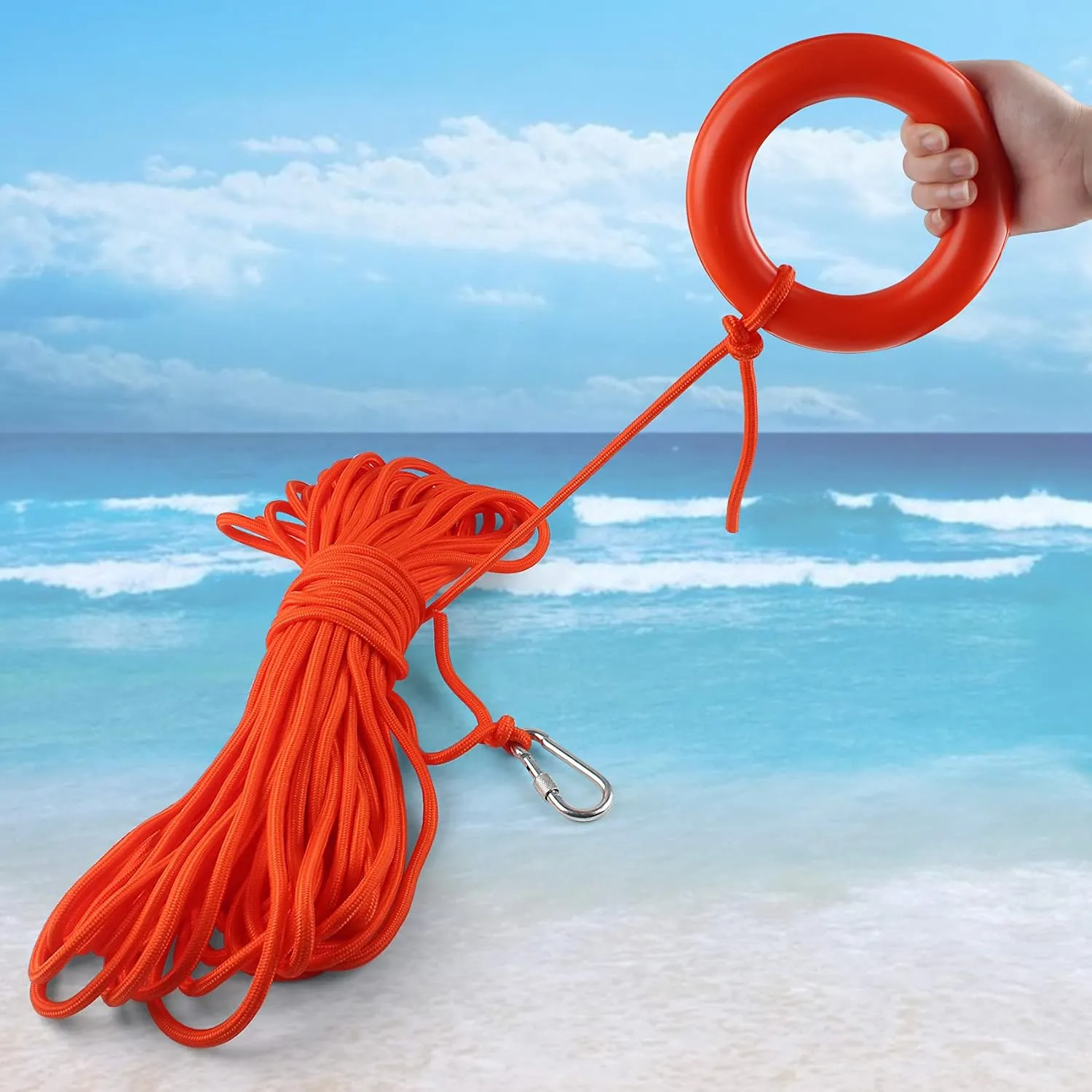 Pool Life Ring,23" and 28" Boat Safety Throw Rings with Water Floating Lifesaving Rope and Reflective Tape,Include Ring Buoy Bracket
