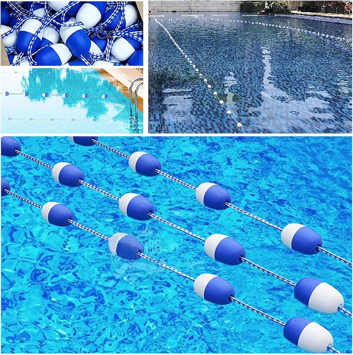 Pool Rope Dividor for Swimming Pools, Inground Safety Floating Lane Rope/Float Ball, Anti-Scratch Marker Lines for Competition Training