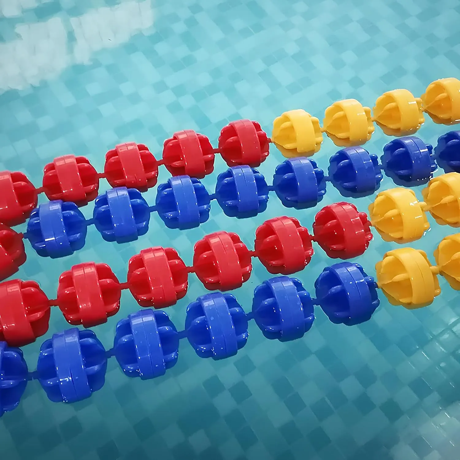Pool Safety Floats, Inground Pool Lanes Divider Line for Cordon, Divider Rope Safety Swimming Pools Lane, for Swimming Training Competition, Blue/Yellow/Red Floats, Nylon Rope