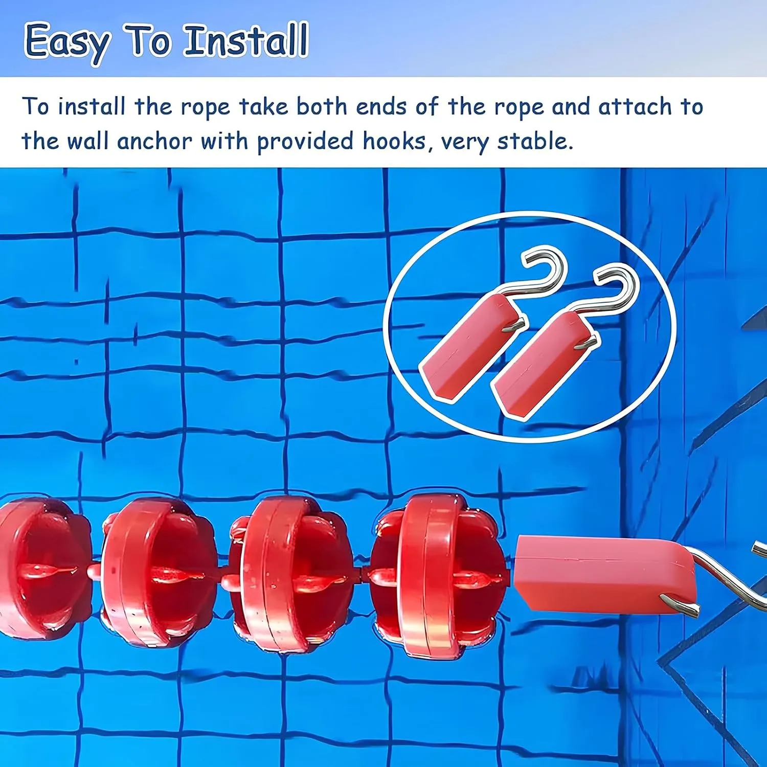 Pool Safety Floats, Inground Pool Lanes Divider Line for Cordon, Divider Rope Safety Swimming Pools Lane, for Swimming Training Competition, Blue/Yellow/Red Floats, Nylon Rope