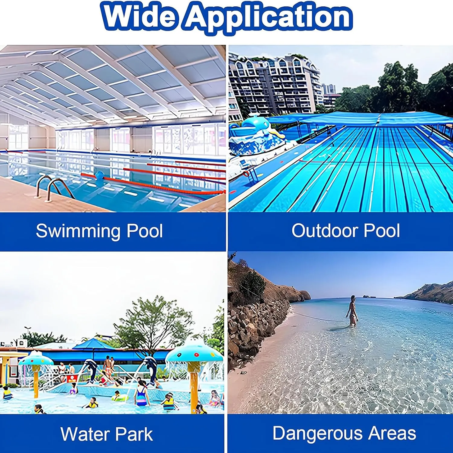 Pool Safety Floats, Inground Pool Lanes Divider Line for Cordon, Divider Rope Safety Swimming Pools Lane, for Swimming Training Competition, Blue/Yellow/Red Floats, Nylon Rope