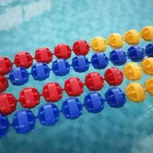 Pool Safety Floats, Inground Pool Lanes Divider Line for Cordon, Divider Rope Safety Swimming Pools Lane, for Swimming Training Competition, Blue/Yellow/Red Floats, Nylon Rope