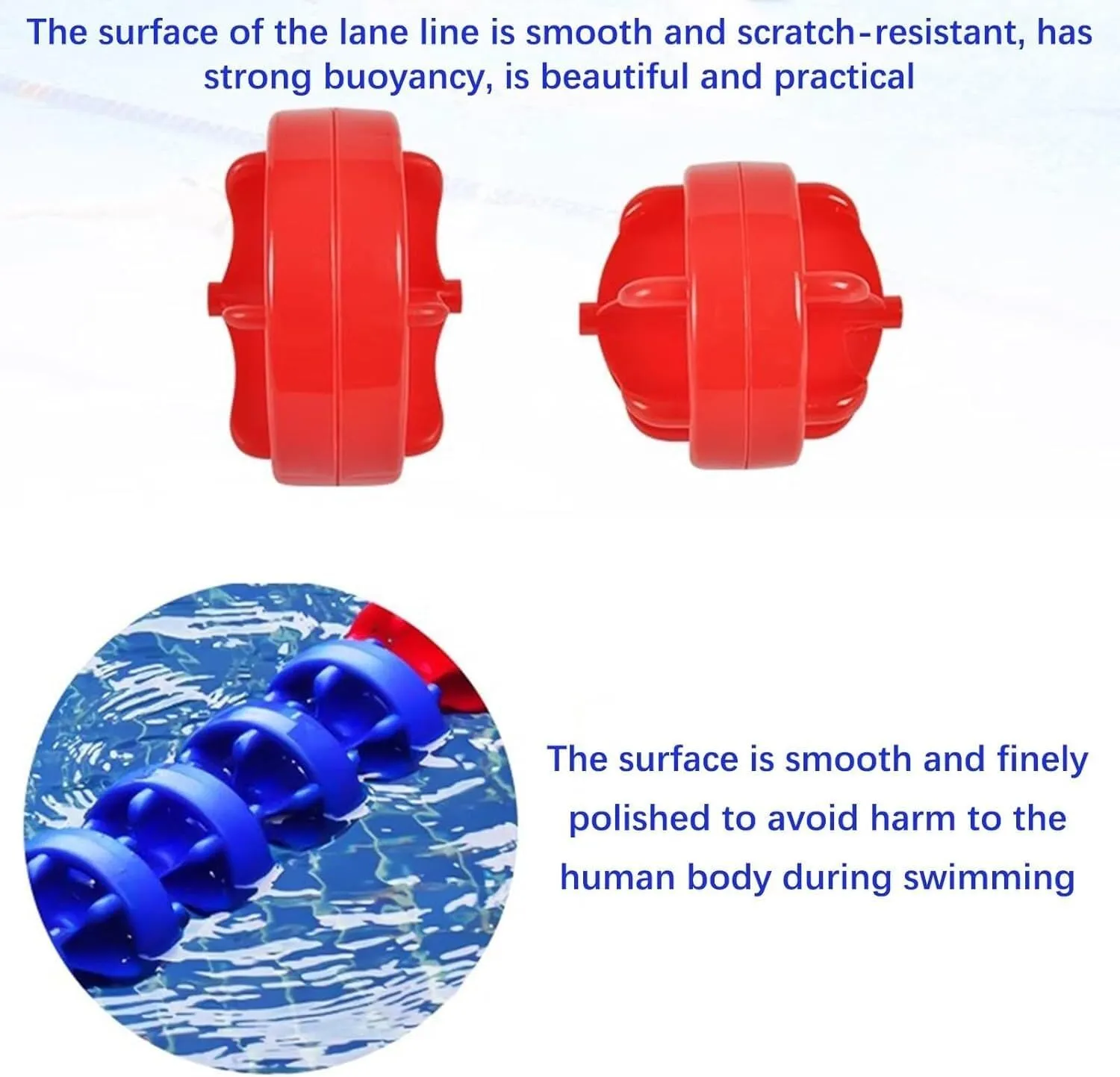Pool Safety Rope Float Lane Divider Shallow/Deep Water/Race/Beach Swimming Lane Float Cordon Delineates Hazardous Area