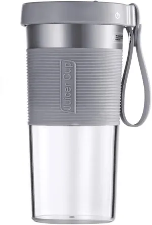 Portable Blender Cordless Personal Fruit Smoothie Juicer Cup 320ml USB Rechargeable Waterproof Mini Juice Mixer Fruit Blender Cup for Home Office Travel Outdoors Sports BPA Free Tritan (Grey)