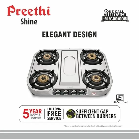 Preethi Shine SSSGS008 4Burners Gas Stove