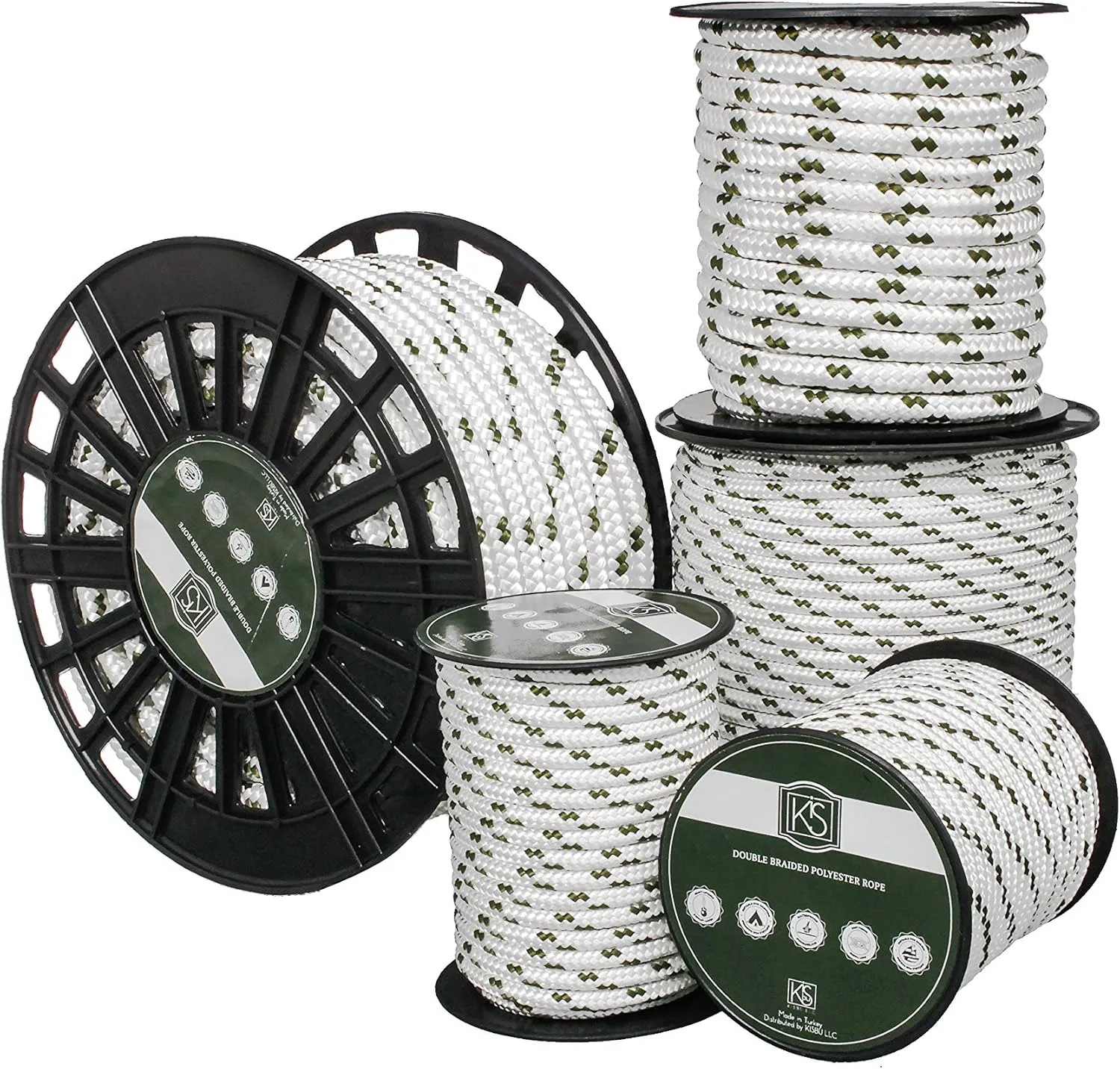 Premium Quality Double Braided Nylon Polyester Rope 12 MM (1/2" 100 ft) - Boat, Docking, Anchor - Heavy-Duty Extra Strength - Multi-Purpose Rope, Sailing, Crafting, Camping - Made in Turkey
