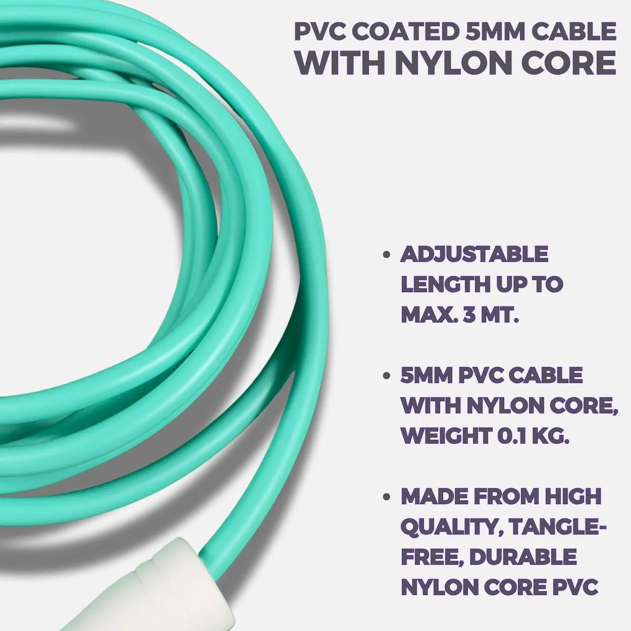 Professional Speed Rope - 3m Adjustable Skipping rope, 5mm PVC with Nylon Core for Cardio, Double Unders & Crossfit - Durable Jump Rope Used for Indoor/Outdoor Training.
