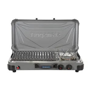 Propane Stove And Grill Combo-Piezo - Gray W/Black Trim
