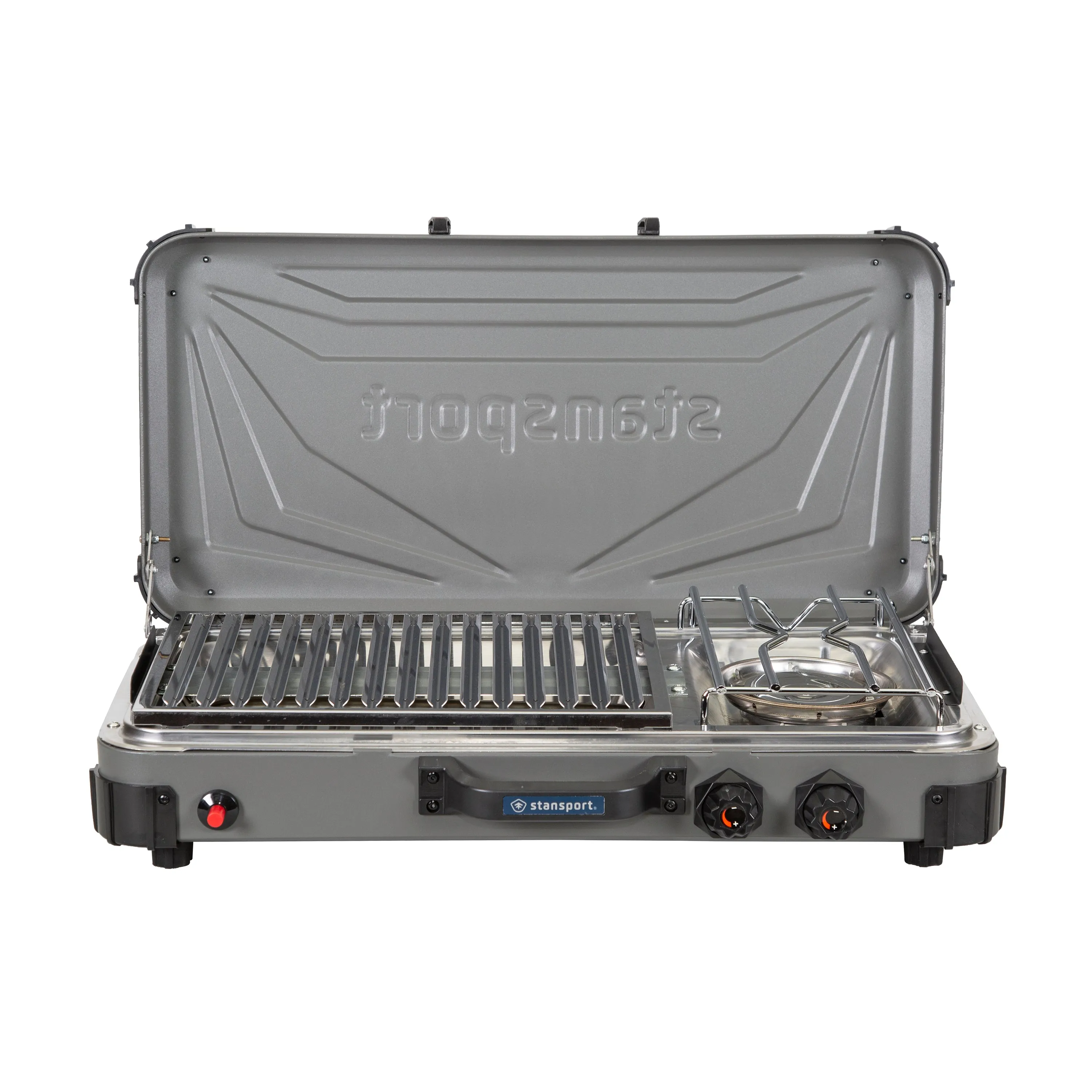 Propane Stove And Grill Combo-Piezo - Gray W/Black Trim