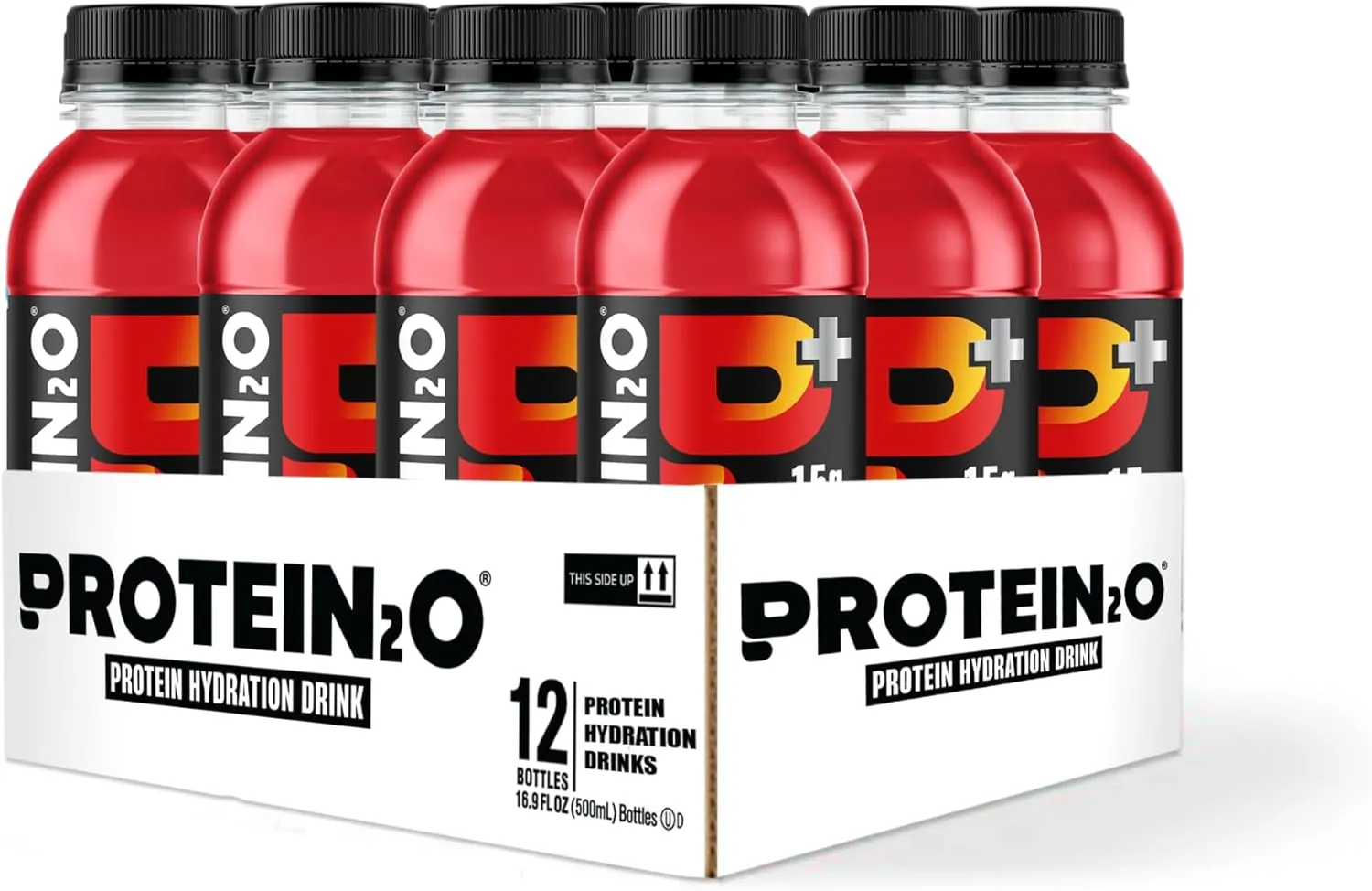 Protein2o 15g Whey Protein Isolate Hydration Drink Plus Energy & Focus, 350mg of Electrolytes, 125mg of Caffeine, Sugar Free, Cherry Lemonade, 16.9 oz Bottle (Pack of 12)