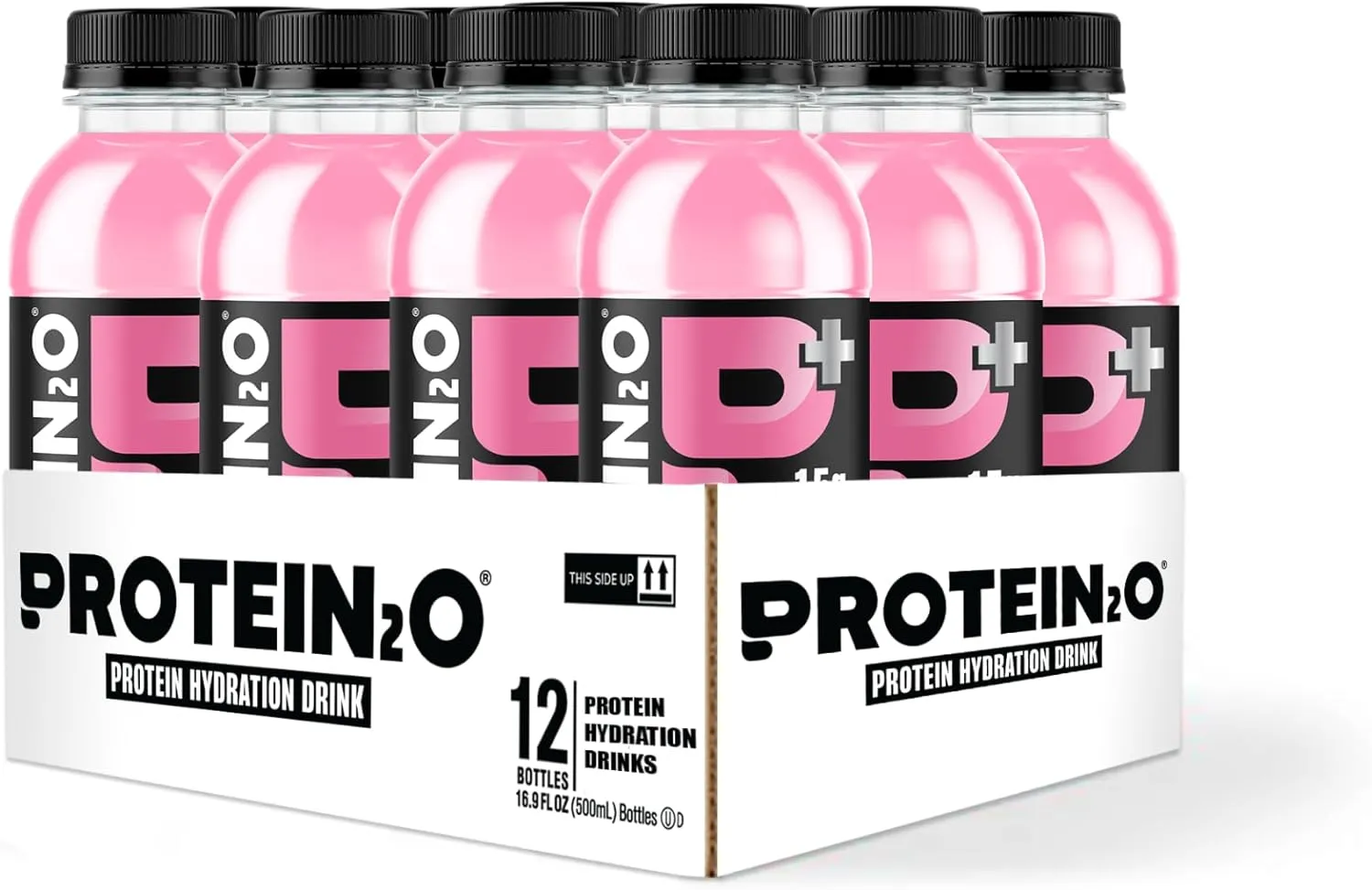Protein2o 15g Whey Protein Isolate Hydration Drink Plus Energy & Focus, 350mg of Electrolytes, Vitamins B5 & B6, Sugar Free, Cotton Candy, 16.9 oz Bottle (Pack of 12)