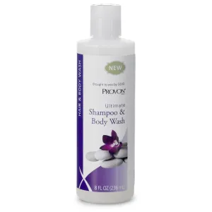 PROVON Ultimate Shampoo and Body Wash, Herbal Scent, 8 fl oz 2 -in -1 Luxurious Hair/Bodywash Squeeze Bottle (Pack of 48) - 4227-48