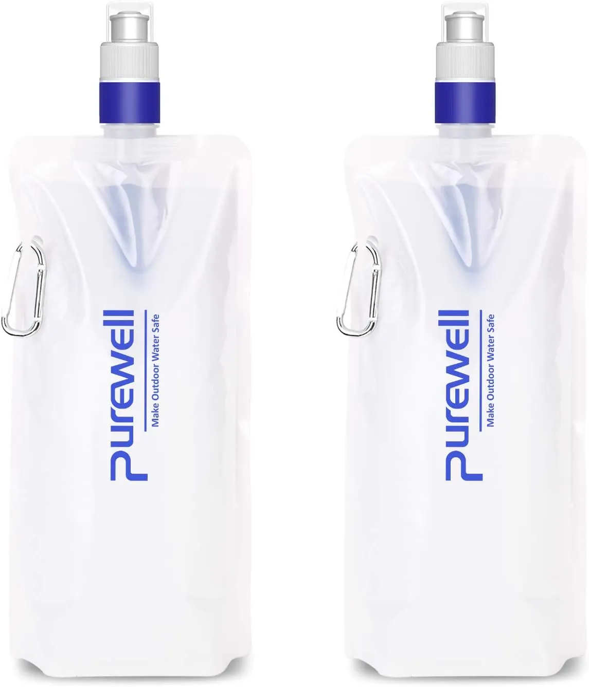 Purewell Collapsible Water Filter Canteens for Hiking, 1L Water Bag/Bottle with Filter, Squeeze Water Through a Filter, Lightweight, BPA Free, Leak Proof, Emergency Preparedness