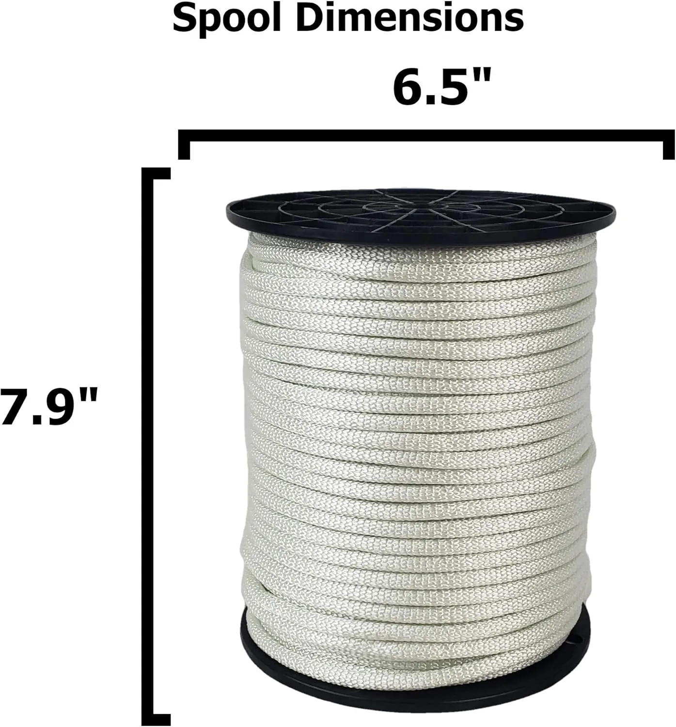 QNR 1/4 inch Knotrite Nylon Rope - 250 Foot Spool | 100% Nylon - Solid Braid - Dyeable - Industrial Grade - High UV and Abrasion Resistance
