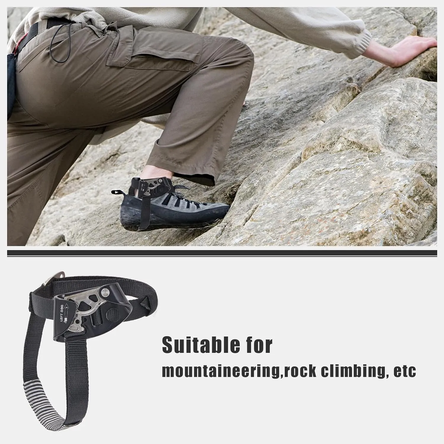 Quick Step Foot Ascender,Outdoor Rock Climbing Tree Arborist, Mountaineering Equipment Climbing Rappelling Device for 8-13mm Rope