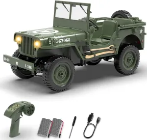 RACENT RC Crawler 1:10 Scale Simulation of a Multi-Purpose Off-Road Car 2.4G 1941 Mb Scaler Willys Crawler Climbing Scale Military Truck Vehicle Adult Kids Toy
