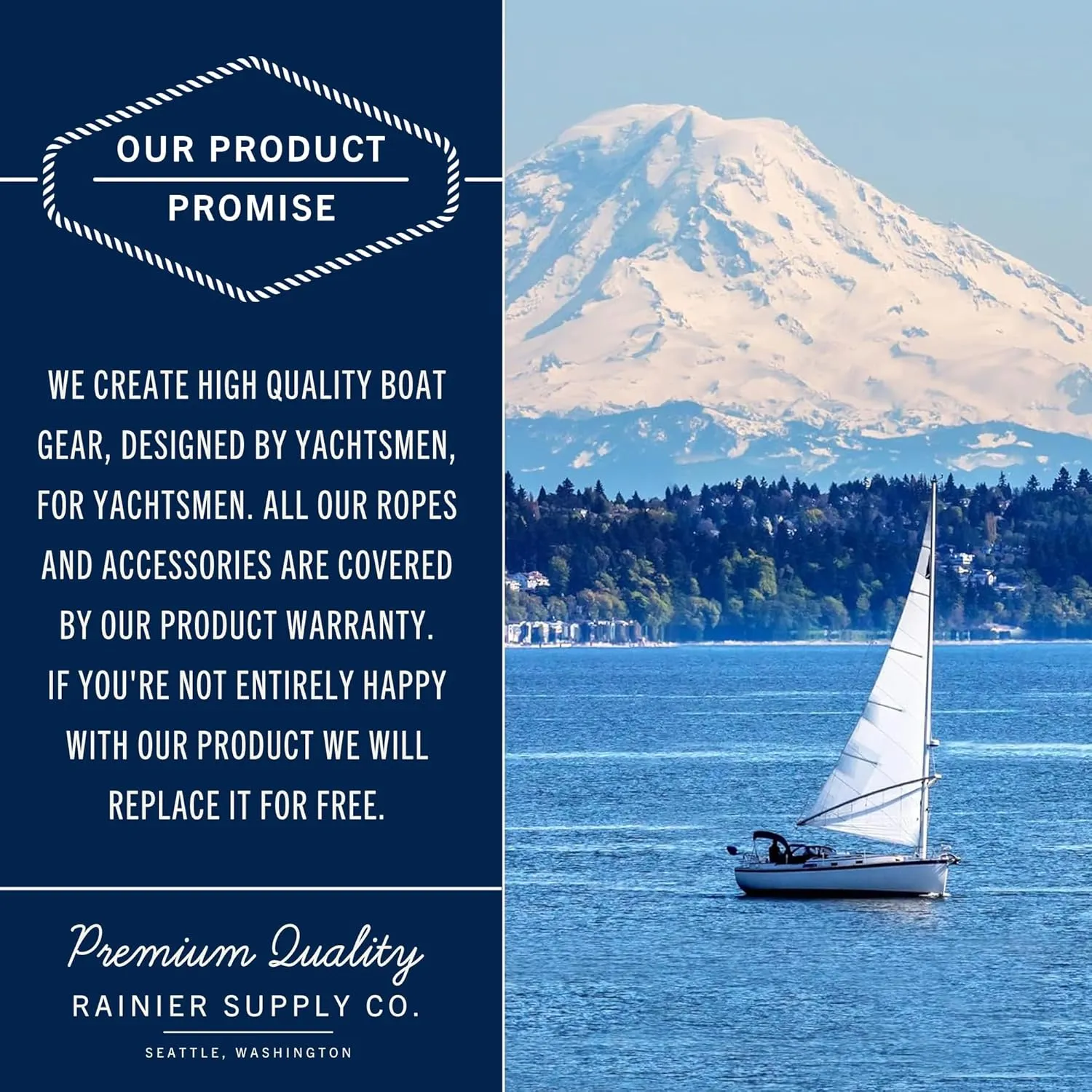 RainierSupplyCo Boat Anchor Rope - Double Braided Marine Rope Anchor Line - 100/150 / 200/300 ft Nylon Boating Line with 316 Stainless Steel Thimble and Heavy Duty Marine Grade Snap Hook