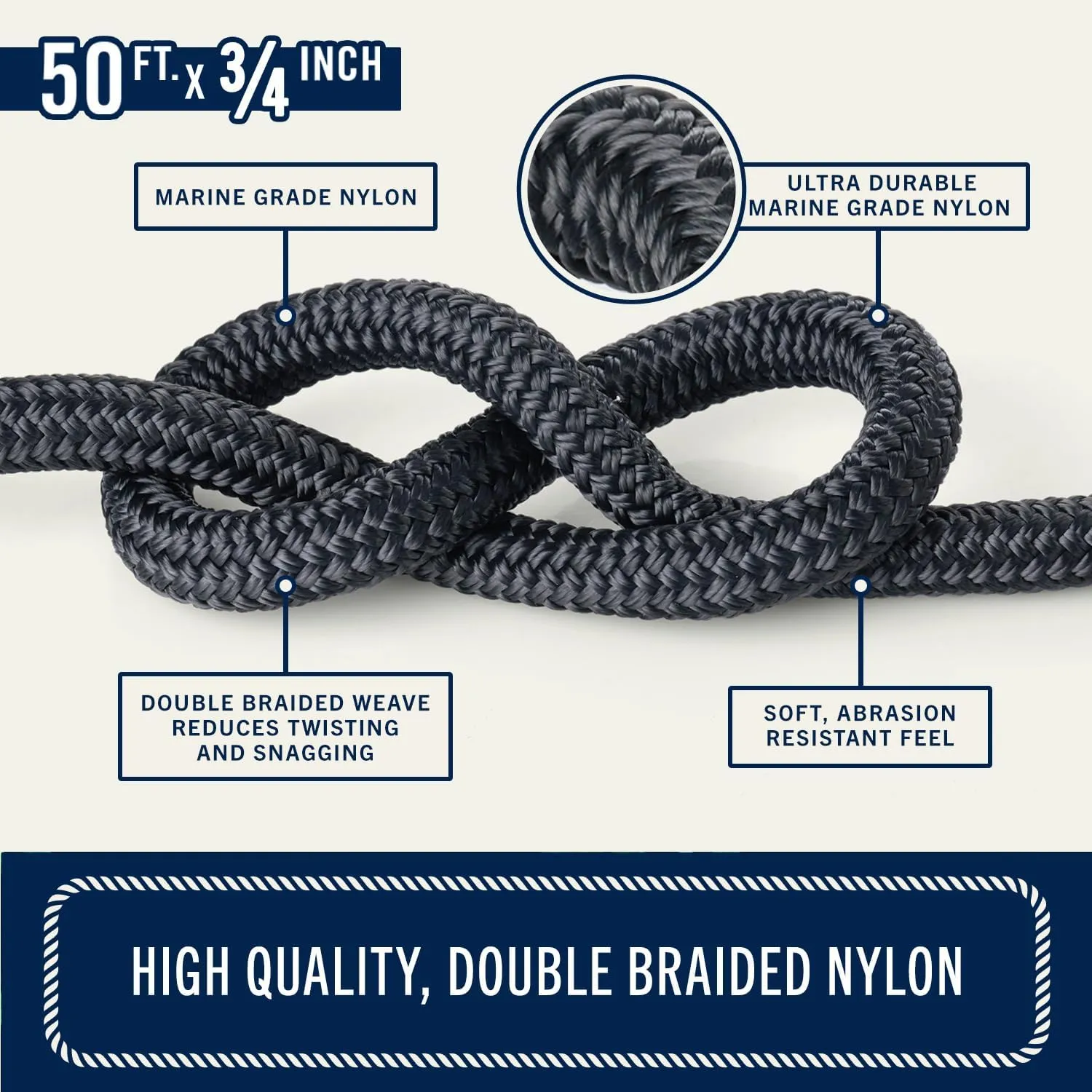 RainierSupplyCo Dock Lines 2-Pack - Boat Rope for Docking with Loop - 15 ft x 3/8 Inch Premium Double Braided Nylon Marine Rope - Mooring Line with 12" Eyelet - Boat Accessories - Black