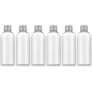 RAMFIYN 3.4 oz Travel Bottles TSA Approved, 6 pcs Refillable Travel Bottles Leak Proof with Silvery Screw Cap, Essential Oil Bottles Empty
