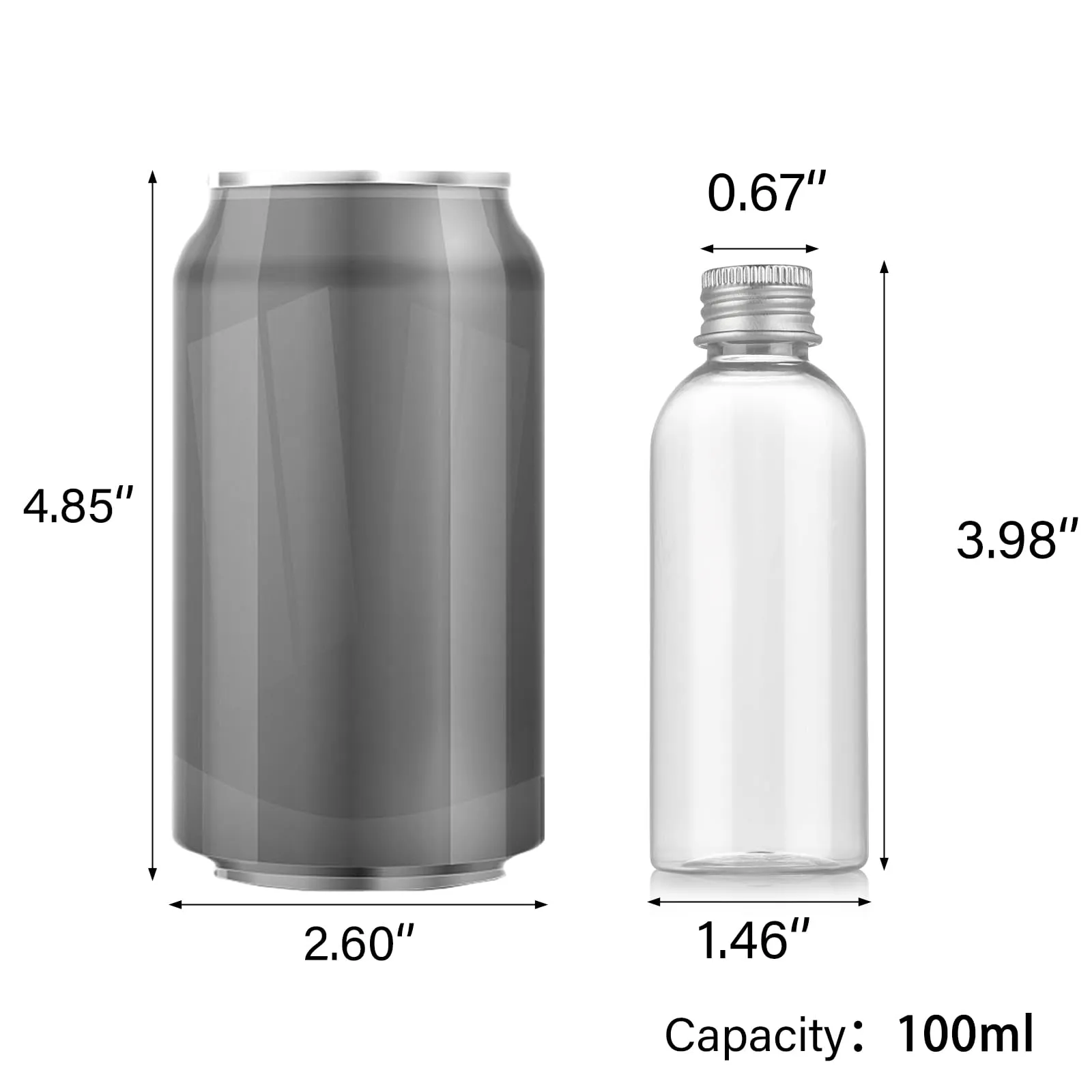 RAMFIYN 3.4 oz Travel Bottles TSA Approved, 6 pcs Refillable Travel Bottles Leak Proof with Silvery Screw Cap, Essential Oil Bottles Empty