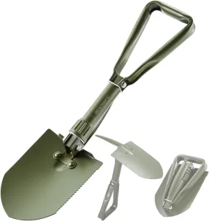 REDCAMP 23" Tri-Fold Folding Shovel for Camping & Car Emergencies w/Pick, Compact Snow/Mud Shovel with Storage Bag, High Manganese Steel Mini Survival Tool (2.5LBS, Green)