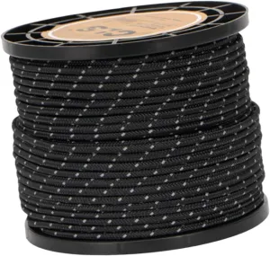 Reflective Cord Tent guyline Rope 50M 4mm Tent Awning Guide Rope Multipurpose Camp Rope Paracord for Outdoor Camping Hiking, Black