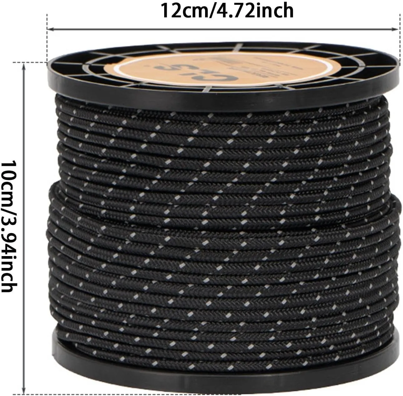 Reflective Cord Tent guyline Rope 50M 4mm Tent Awning Guide Rope Multipurpose Camp Rope Paracord for Outdoor Camping Hiking, Black