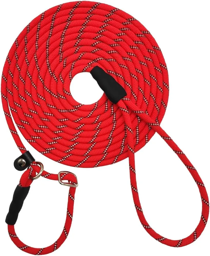 Reflective Long Slip Lead Dog Leash Anti-Choking 12 FT/20 FT/30 FT/50 FT Rope Training Leash for Medium Dogs Small Puppy Pets (30ft, red)