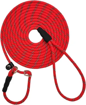 Reflective Long Slip Lead Dog Leash Anti-Choking 12 FT/20 FT/30 FT/50 FT Rope Training Leash for Medium Dogs Small Puppy Pets (30ft, red)