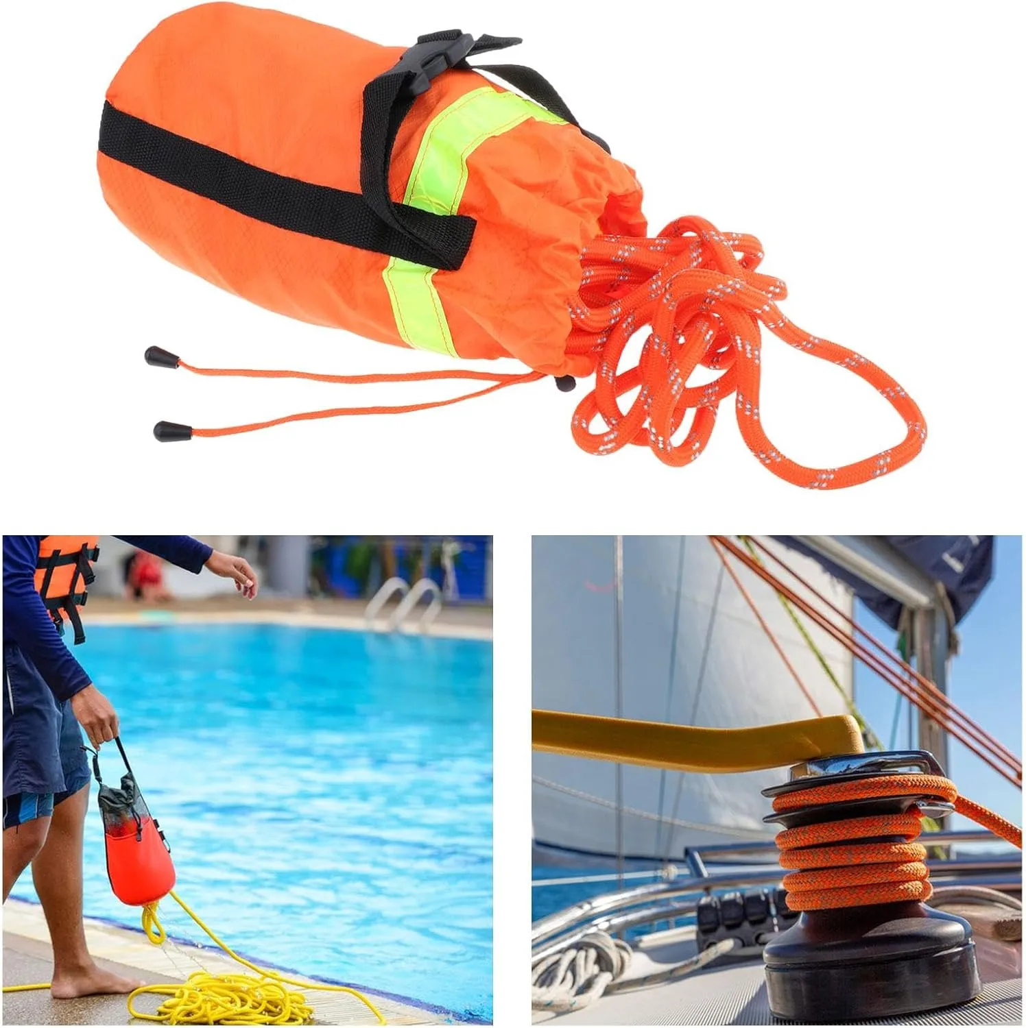 Reflective Throw Bag for Water Activities with Throwing Line