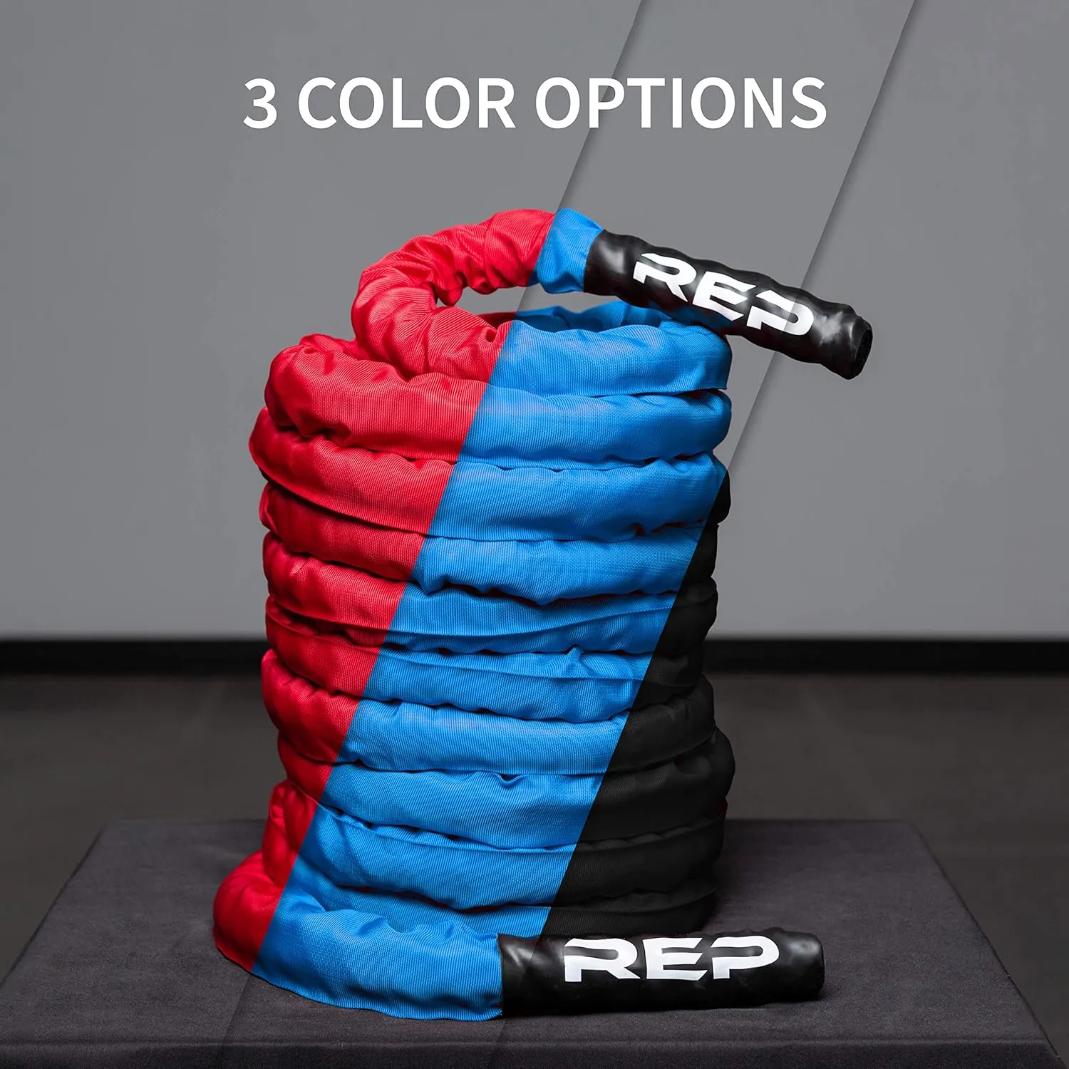 REP Battle Ropes - PolyDacron Battle Rope for Strength and Conditioning Workouts – 1.5" and 2" Diameter, 30ft, 40ft, 50ft Lengths with Optional Cover Sleeve